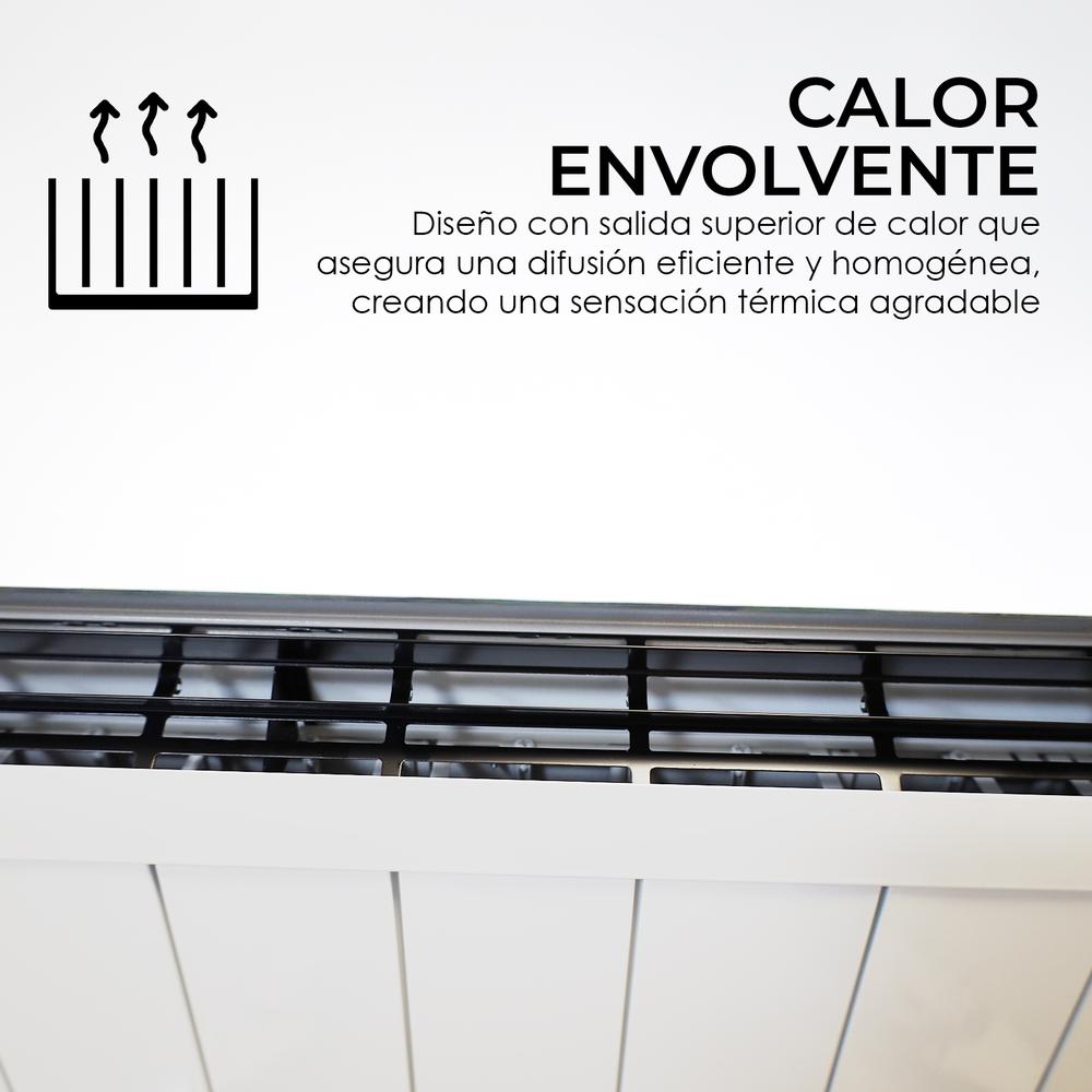 YOEVU - Radiador eléctrico bajo consumo, 10 elementos, 1500 W, temporizador, Programable, Mando a distancia, Pantalla LCD, APP control wifi, Compatible con Alexa, Apto pared o pie, Aluminio, Blanco