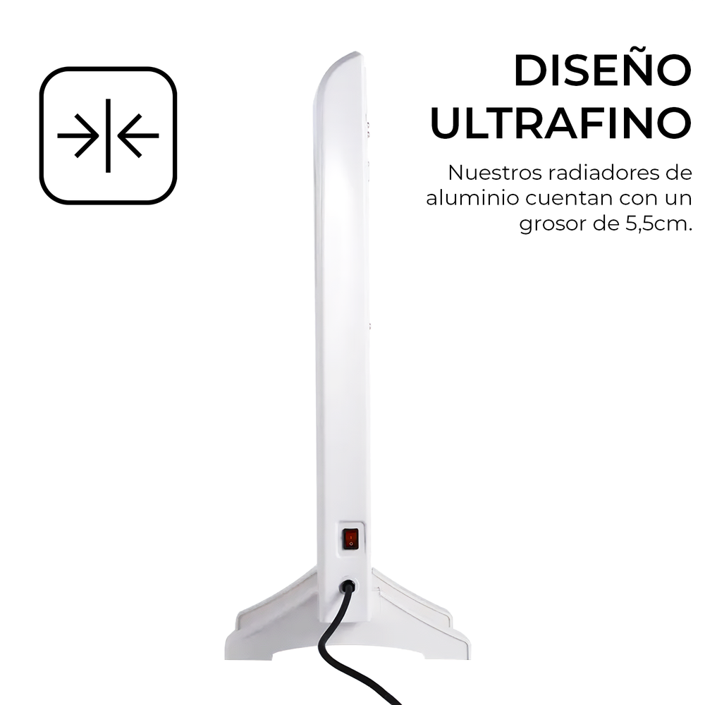 YOEVU - Radiador eléctrico bajo consumo, 10 elementos, 1500 W, temporizador, Programable, Mando a distancia, Pantalla LCD, APP control wifi, Compatible con Alexa, Apto pared o pie, Aluminio, Blanco