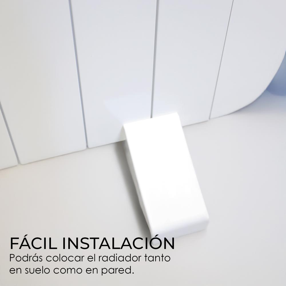 YOEVU - Radiador eléctrico bajo consumo, 4 elementos, 900 W, temporizador, Programable, Mando a distancia, Pantalla LCD, APP control wifi, Compatible con Alexa, Apto pared o pie, Aluminio, Blanco