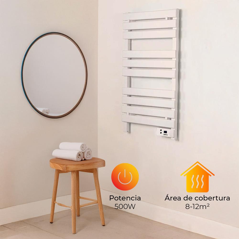 YOEVU - Radiador Toallero Eléctrico Bajo Consumo 500W IP24 Blanco