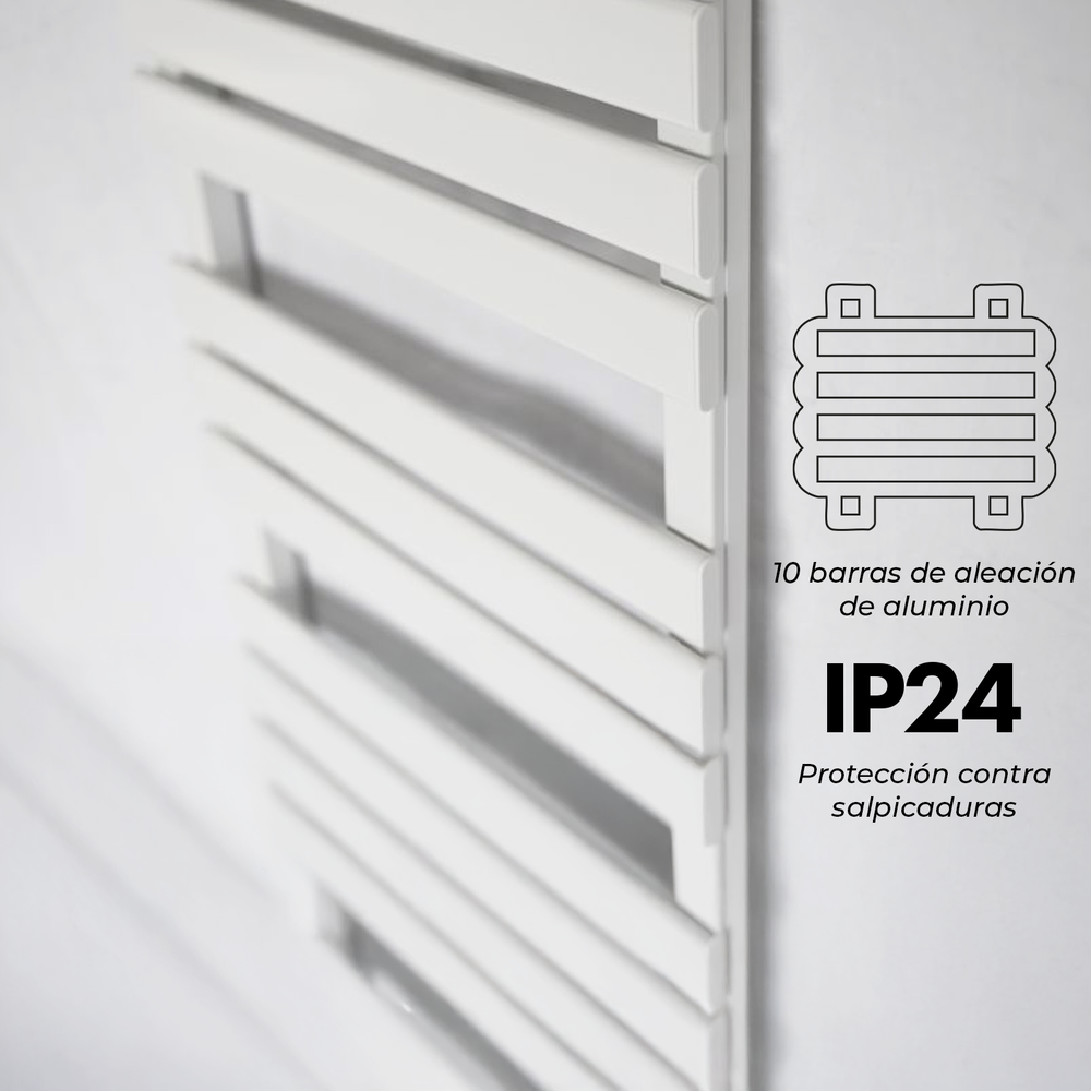 YOEVU - Radiador Toallero Eléctrico Bajo Consumo 500W IP24 Blanco