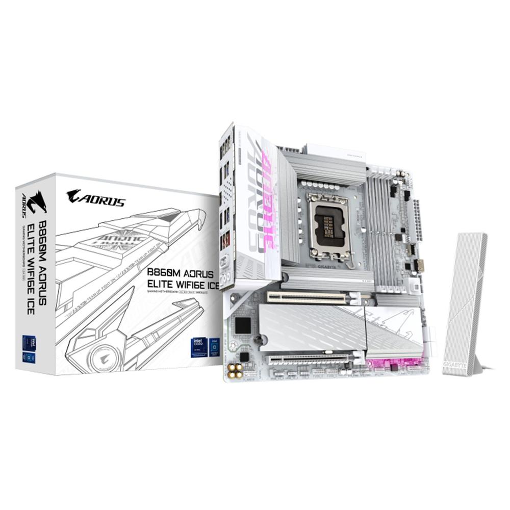 PLACA BASE GIGABYTE B860M AORUS ELITE WIFI6E ICE MATX/ 4X DDR5 LGA1851