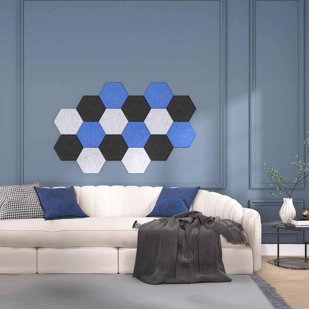 YOEVU Espuma Acústica Pack 12 Paneles Paneles Acústicos Hexagonales con Respaldo Adhesivo Insonorización y Decoración para Estudio Gaming Podcasting Grabación 30x26x1cm Azul