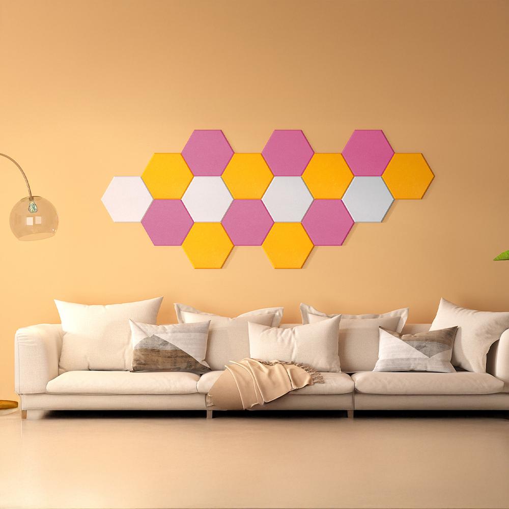YOEVU Espuma Acústica Pack 12 Paneles Paneles Acústicos Hexagonales con Respaldo Adhesivo Insonorización y Decoración para Estudio Gaming Podcasting Grabación 30x26x1cm Rosa