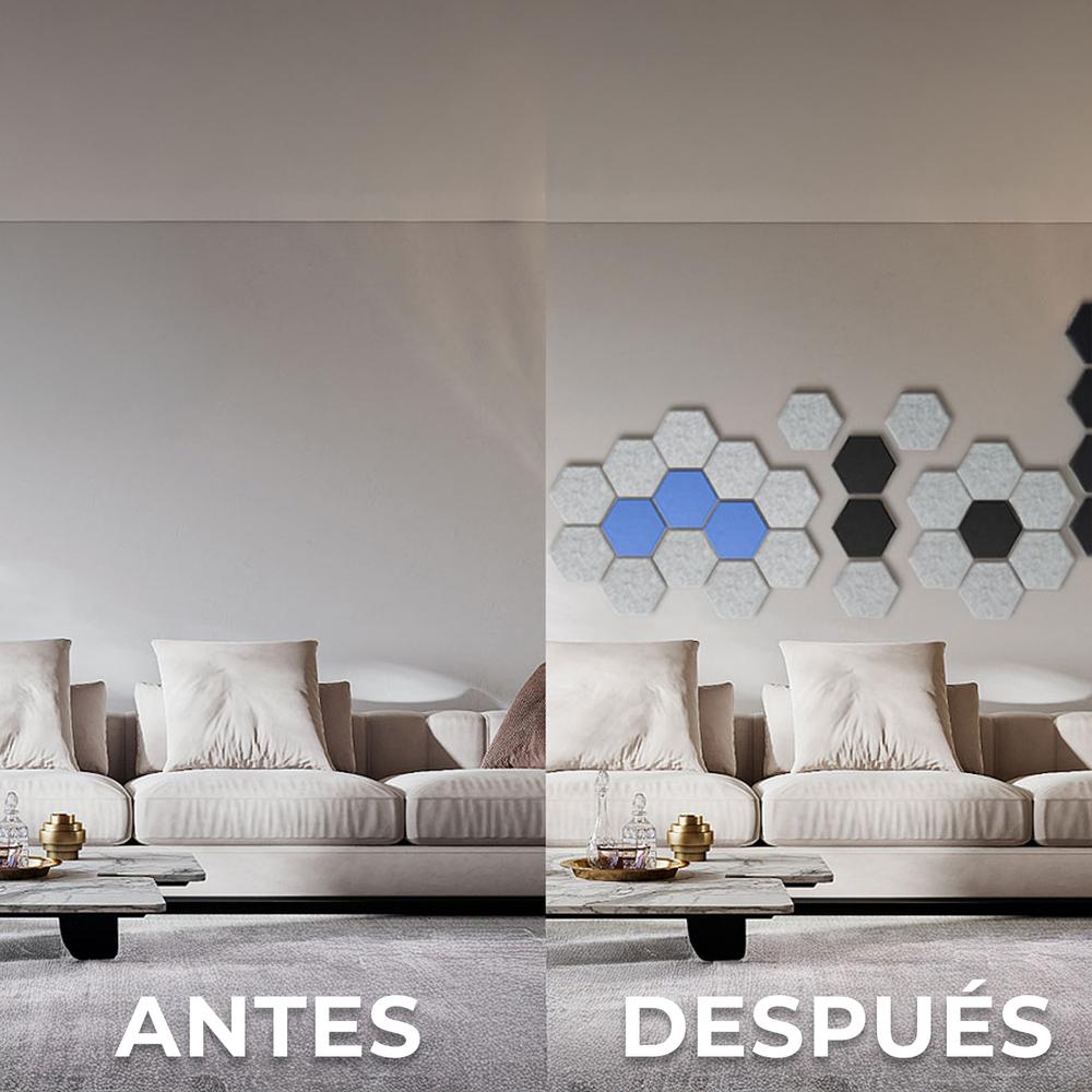 YOEVU Espuma Acústica Pack 12 Paneles Paneles Acústicos Hexagonales con Respaldo Adhesivo Insonorización y Decoración para Estudio Gaming Podcasting Grabación 30x26x1cm Gris