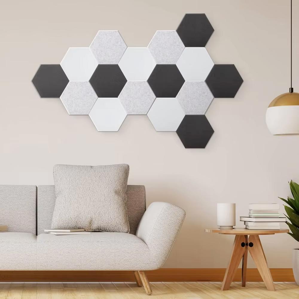 YOEVU Espuma Acústica Pack 12 Paneles Paneles Acústicos Hexagonales con Respaldo Adhesivo Insonorización y Decoración para Estudio Gaming Podcasting Grabación 30x26x1cm Gris