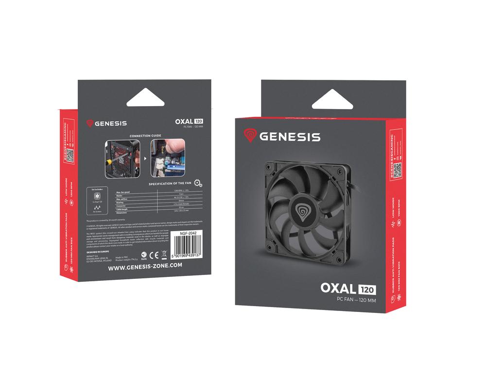 VENTILADOR CAJA GENESIS OXAL 120 NEGRO 120MM