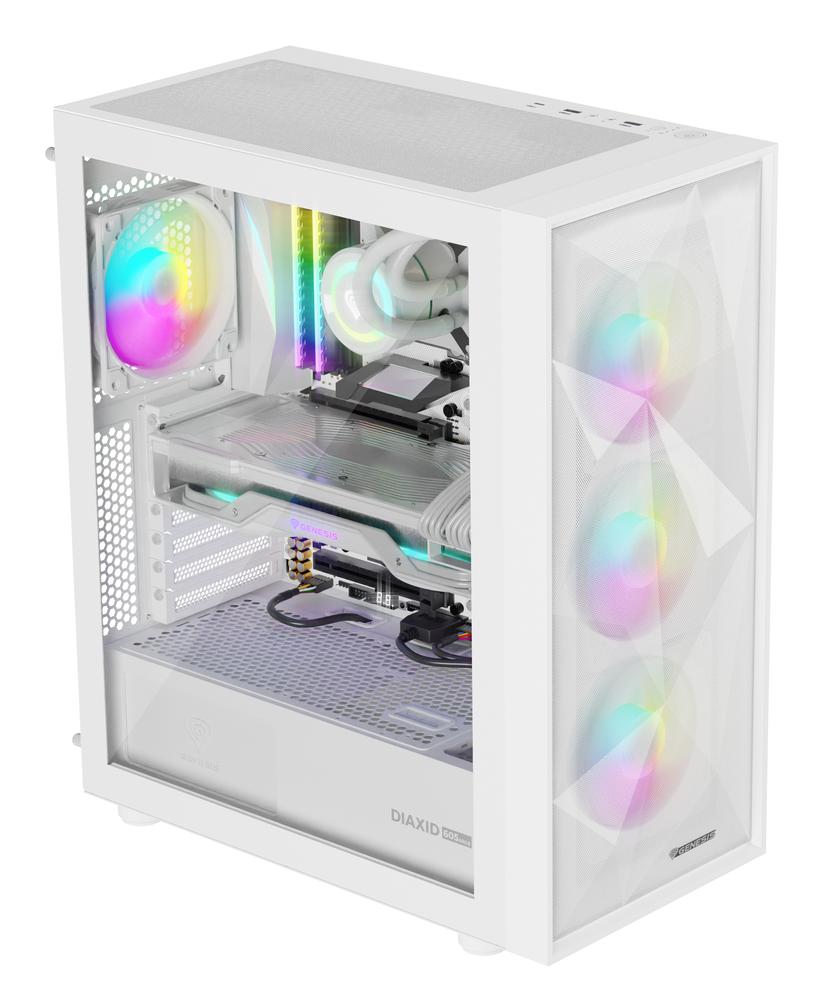 CAJA ORDENADOR GAMING GENESIS DIAXID 605 ARGB ATX CRISTAL TEMPLADO BLANCA
