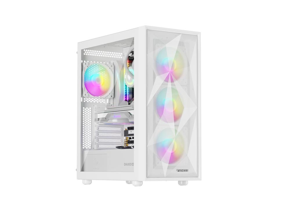 CAJA ORDENADOR GAMING GENESIS DIAXID 605 ARGB ATX CRISTAL TEMPLADO BLANCA