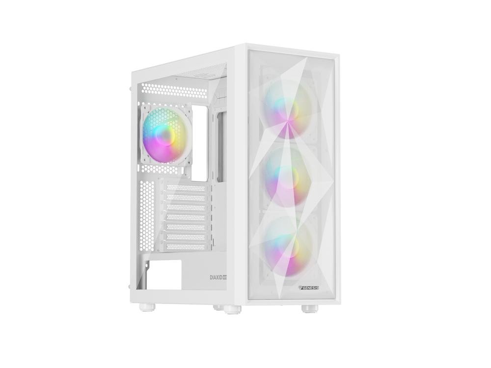 CAJA ORDENADOR GAMING GENESIS DIAXID 605 ARGB ATX CRISTAL TEMPLADO BLANCA