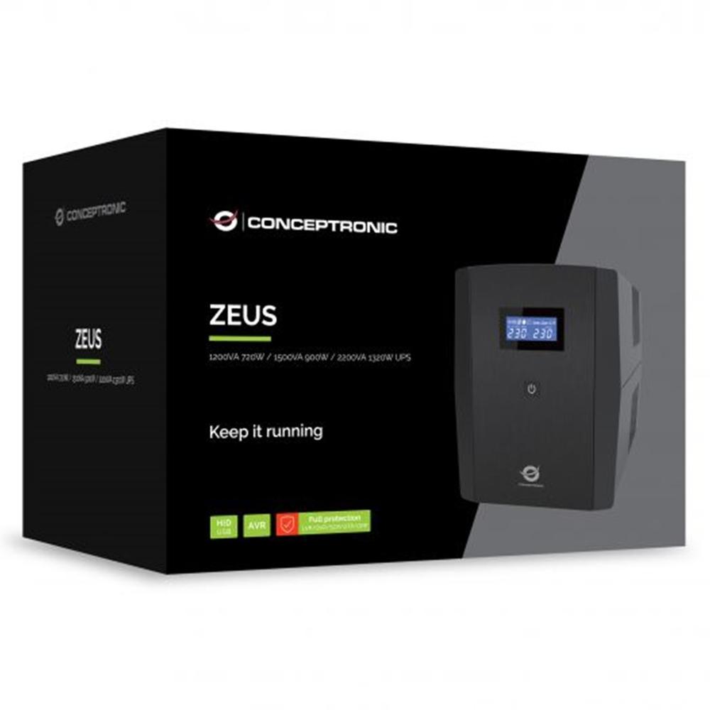 SAI CONCEPTRONIC ZEUS08E 1500VA 900W SCHUKO IEC MART LAN SW