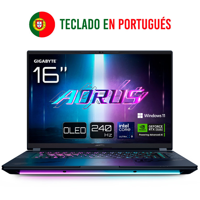 PORTATIL GIGABYTE AORUS MASTER 16 U9-275HX/RTX 5090/32GB/1TB/16"OLED/W11P - PORTUGUES
