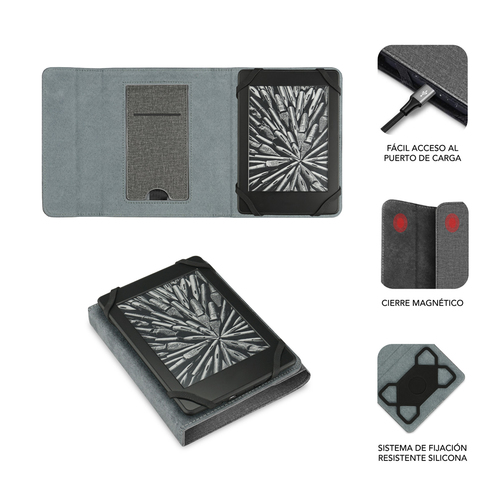 FUNDA SUBBLIM CLEVER EBOOK CASE 6" STAND CASE GRIS