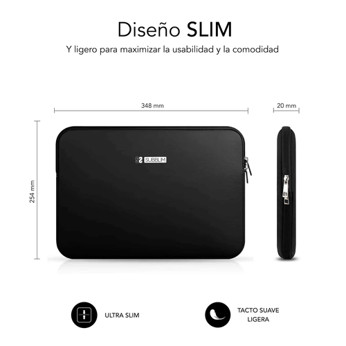 FUNDA SUBBLIM BUSINESS LAPTOP SLEEVE NEOPRENE V2 PARA PORTATIL 14" NEGRA