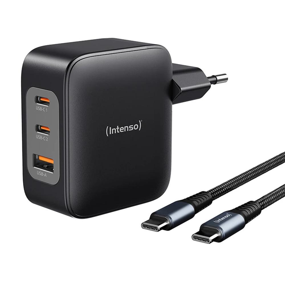 CARGADOR DE PARED INTENSO GAN W100ACC 20W 2X USB TIPO C + 1X USB TIPO A + CABLE USB TIPO C