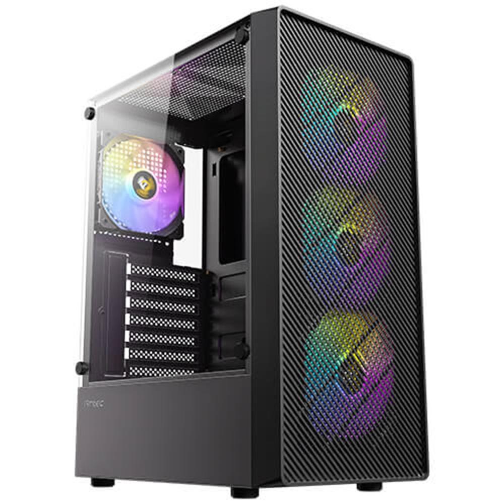 CAJA ORDENADOR GAMING ANTEC AX26 ARGB ELITE ATX CRISTAL TEMPLADO NEGRA