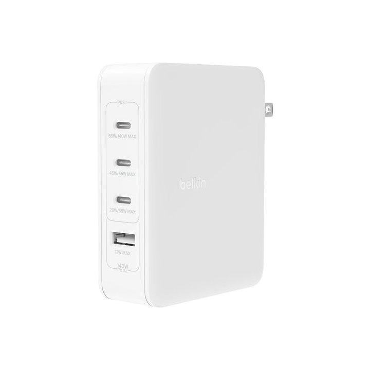 CARGADOR DE PARED BELKIN WCH014BTWH 140W 3X USB TIPO C 1X USB TIPO A