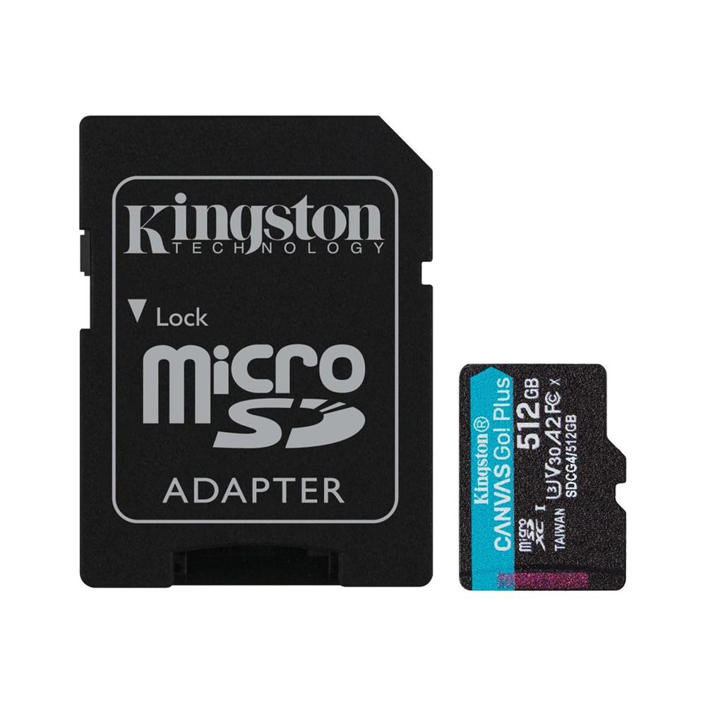 TARJETA MEMORIA MICRO SECURE DIGITAL SD XC 512GB KINGSTON CANVAS GO! PLUS CLASE 10 UHS-I U3 + ADAPTADOR SD