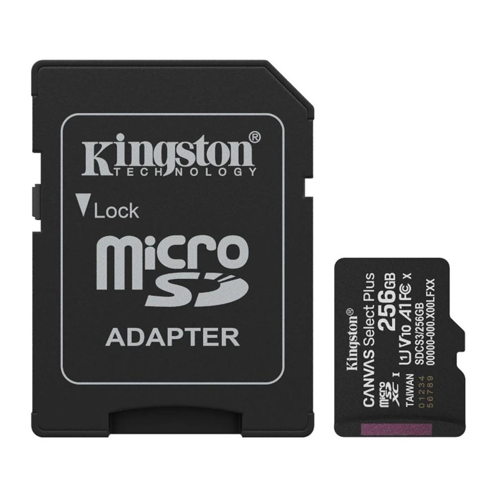 TARJETA MEMORIA MICRO SECURE DIGITAL SDXC 256GB KINGSTON CANVAS SELECT PLUS CLASE 10 UHS-1 + ADAPTADOR SD