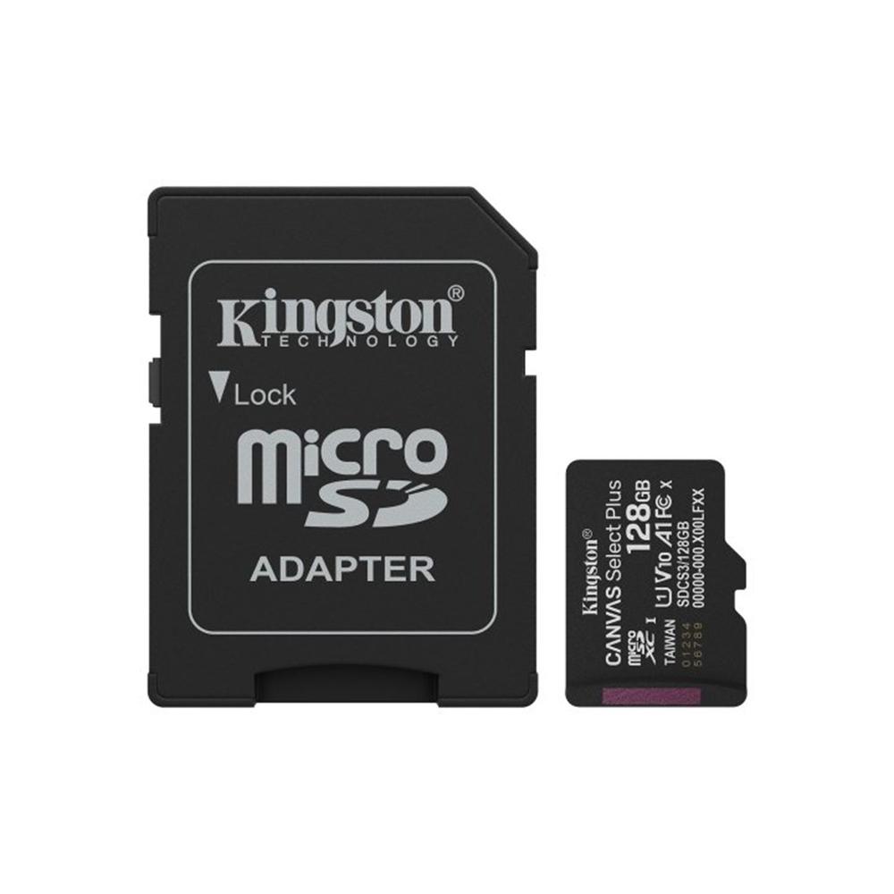 TARJETA MEMORIA MICRO SECURE DIGITAL SDXC 128GB KINGSTON CANVAS SELECT PLUS CLASE 10 UHS-1 + ADAPTADOR SD