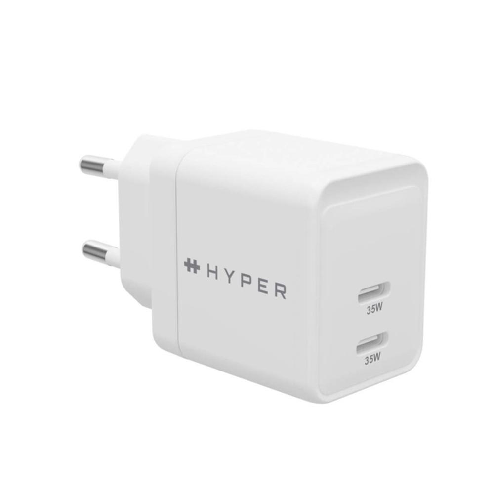 CARGADOR HYPER 35W 2X USB TIPO C BLANCO