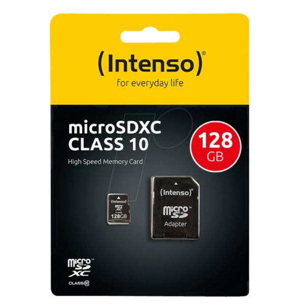 TARJETA MEMORIA MICRO SD INTENSO 128GB CL10 + ADAPTADOR SD