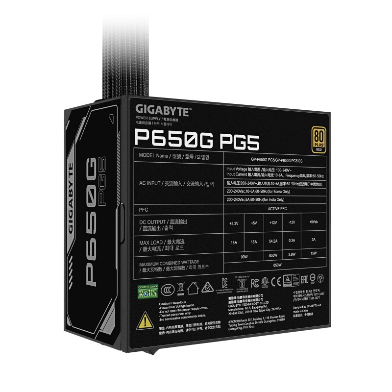 FUENTE ALIMENTACION GIGABYTE GP-P650G PG5 GAMING ATX 650W