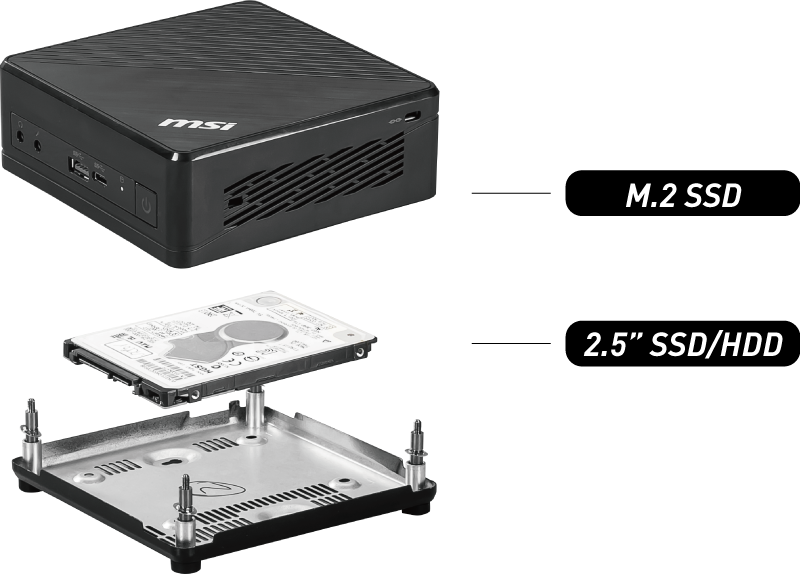 ADAPTADOR HDD PARA MINI ORDENADOR MSI CUBI N 8GL MS-B17111 NEGRO