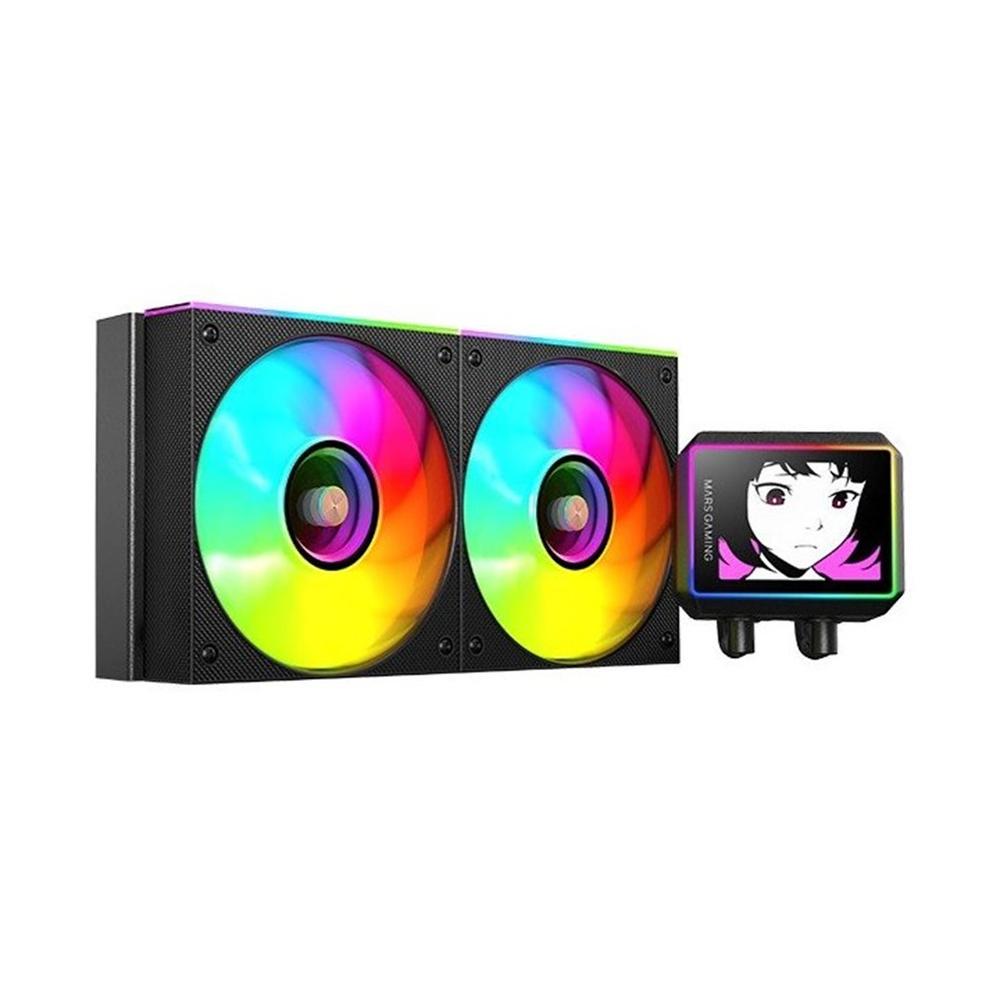 KIT REFRIGERACION LIQUIDA MARS GAMING MLVISIONII240 ARGB 2X120MM NEGRO