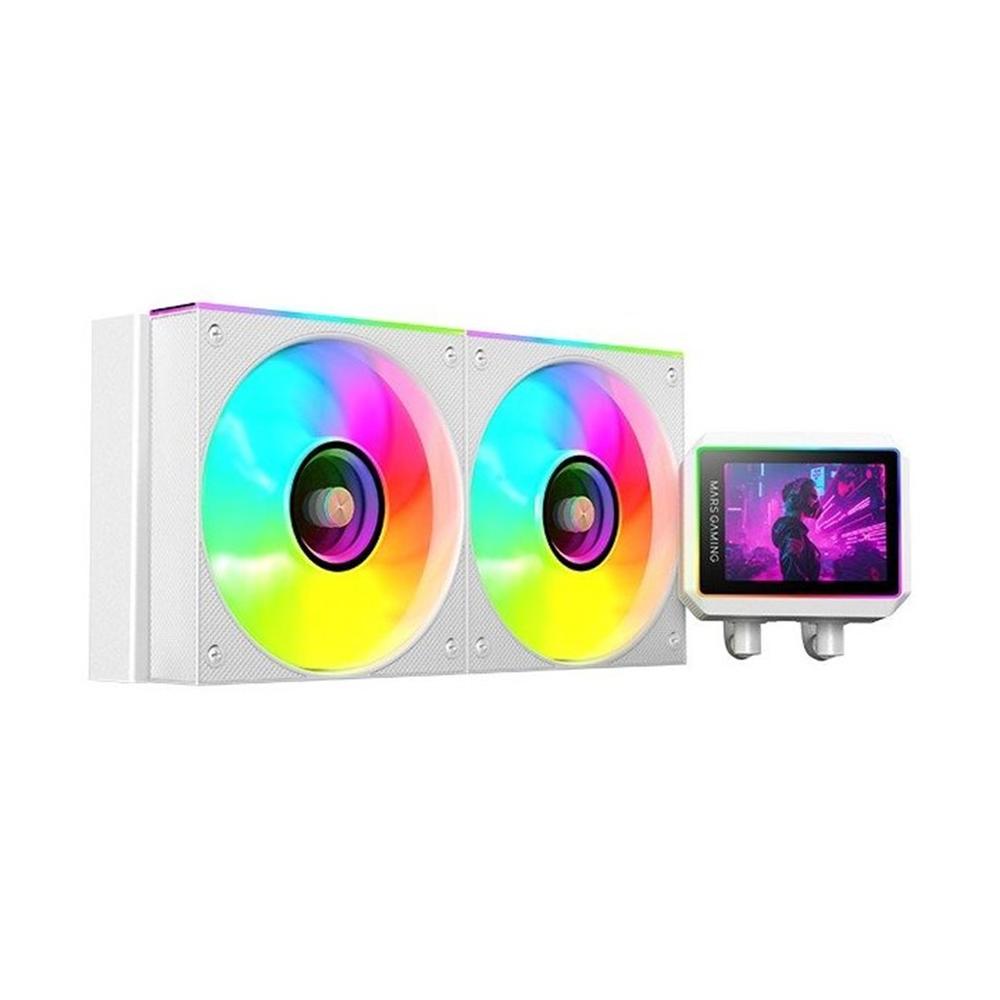 KIT REFRIGERACION LIQUIDA MARS GAMING MLVISIONII240W ARGB 2X 120MM BLANCO