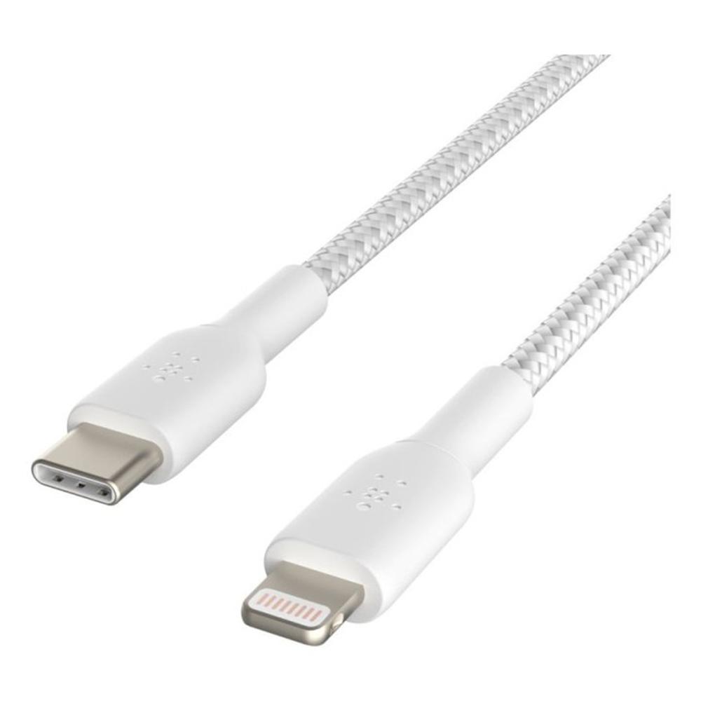 CABLE LIGHTNING A USB TIPO C BELKIN 2M/ MACHO-MACHO/ BLANCO TRENZADO