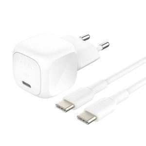 CARGADOR DE PARED BELKIN WCA009KQ1MWH-B6 20W 1X USB TIPO C BLANCO + CABLE USB TIPO C