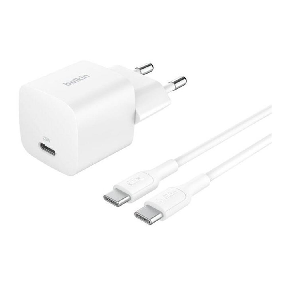CARGADOR DE PARED BELKIN WCA012KQ1MWH-B6 25W 1X USB TIPO C BLANCO + CABLE USB TIPO C
