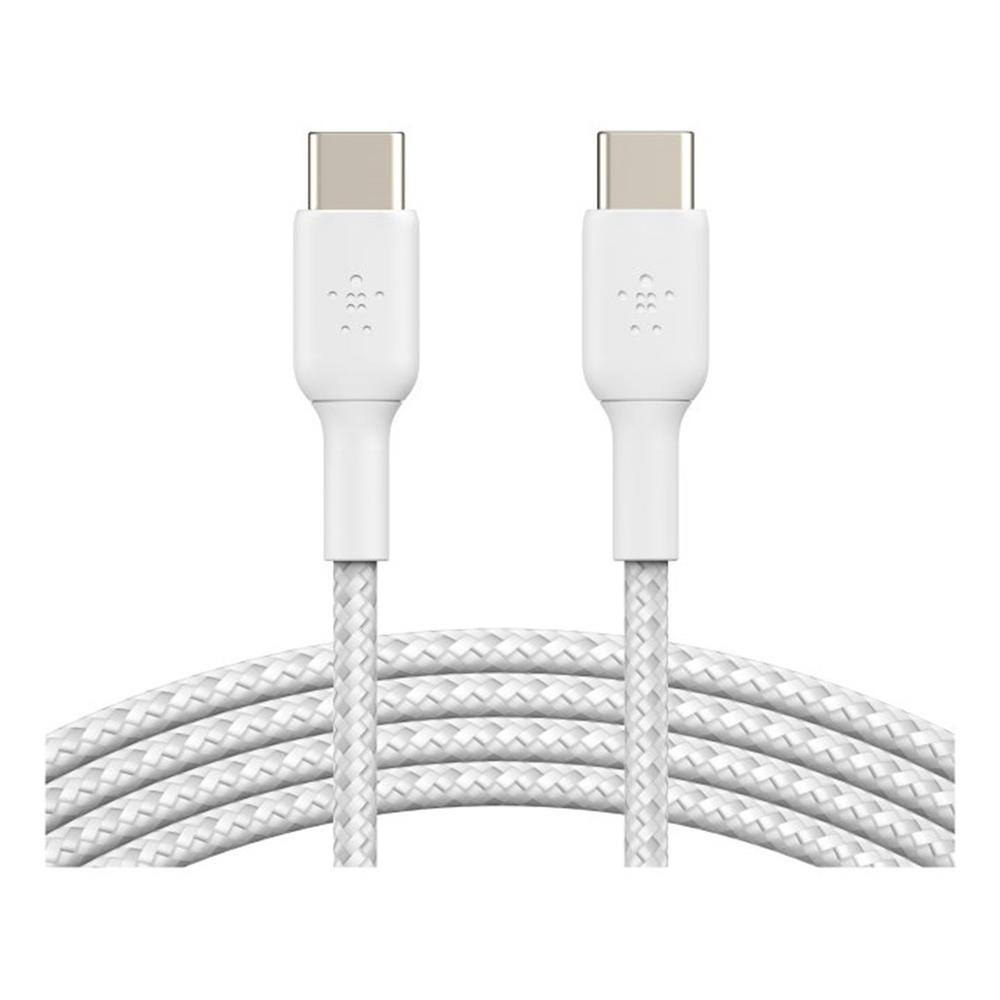 CABLE USB TIPO C BELKIN 1M/ MACHO-MACHO/ BLANCO TRENZADO 2 UNIDADES
