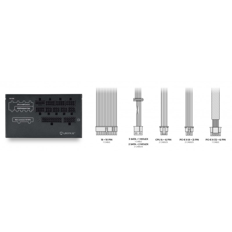 FUENTE ALIMENTACION UNYKA ATILIUS GAMING ATX 850W
