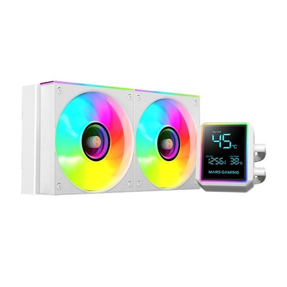 KIT REFRIGERACION LIQUIDA MARS GAMING MLLCDPRO240W ARGB 2X 120MM BLANCO