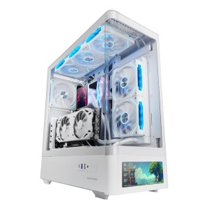 CAJA ORDENADOR MARS GAMING MLCDPROW ATX CRISTAL TEMPLADO LCD BLANCA