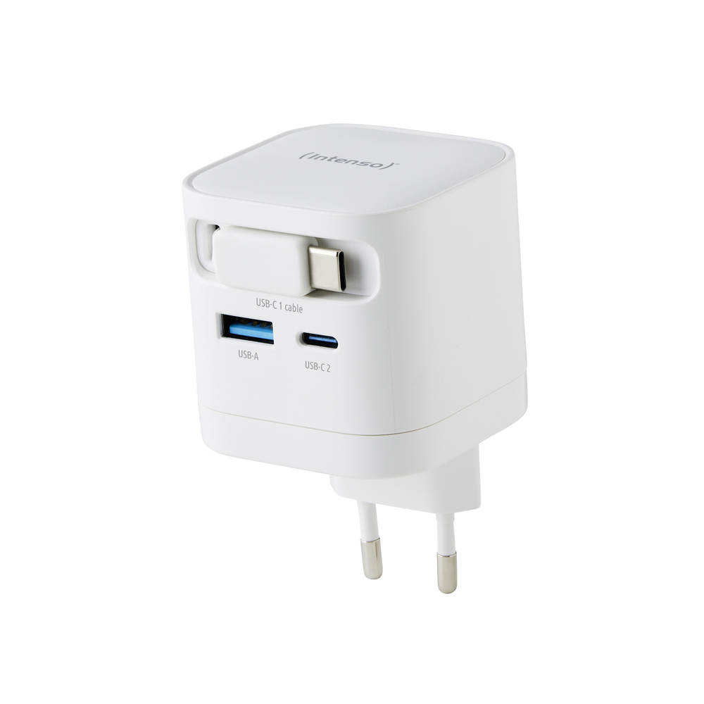 CARGADOR DE PARED INTENSO 65W GAN W65ACIC RETRACTIL BLANCO
