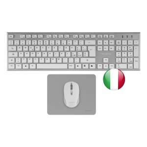 TECLADO + RATON TACENS ZENITH INALAMBRICO PLATA ITALIANO + ALFOMBRILLA
