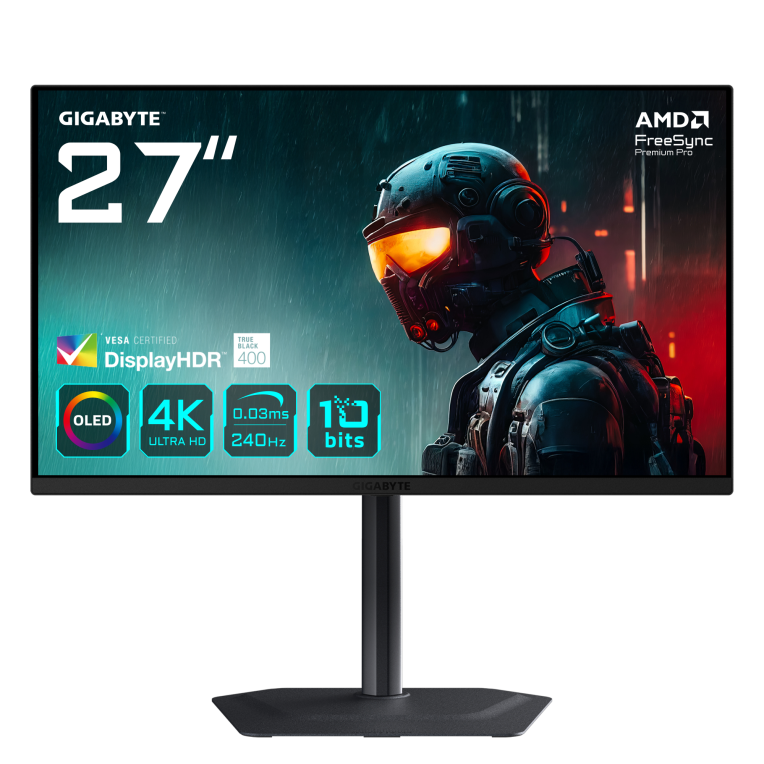MONITOR OLED GAMING 27" GIGABYTE M27UA EK 4K UHD/ DP/ HDMI/ 240HZ/ 0.03MS/ VESA 100X100