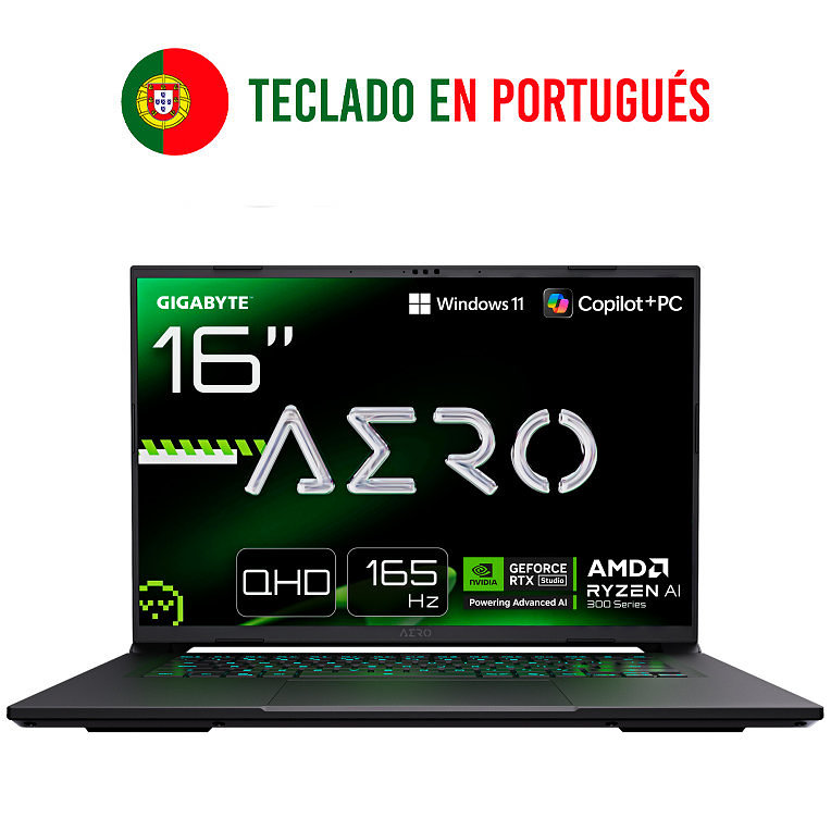 PORTATIL GIGABYTE AERO X16 2WHA3PTC65AH R9-370HX/ 32GB/ SSD 1TB/ RTX 5070 8GB/ 16"/ W11H PORTUGUES