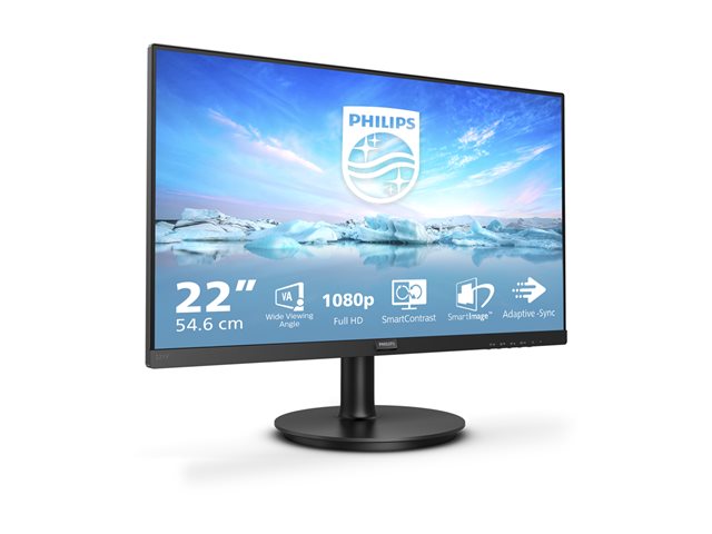 MONITOR LED 22" PHILIPS V-LINE 221V8A/00 VA/ FHD/ HDMI/ VGA/ 75HZ/ 4MS/ VESA 100X100