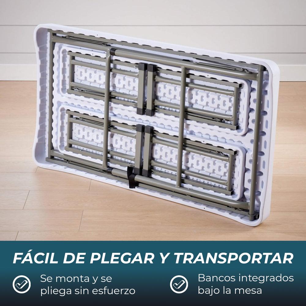 YOEVU - Kit mesa plegable y bancos 113 cm