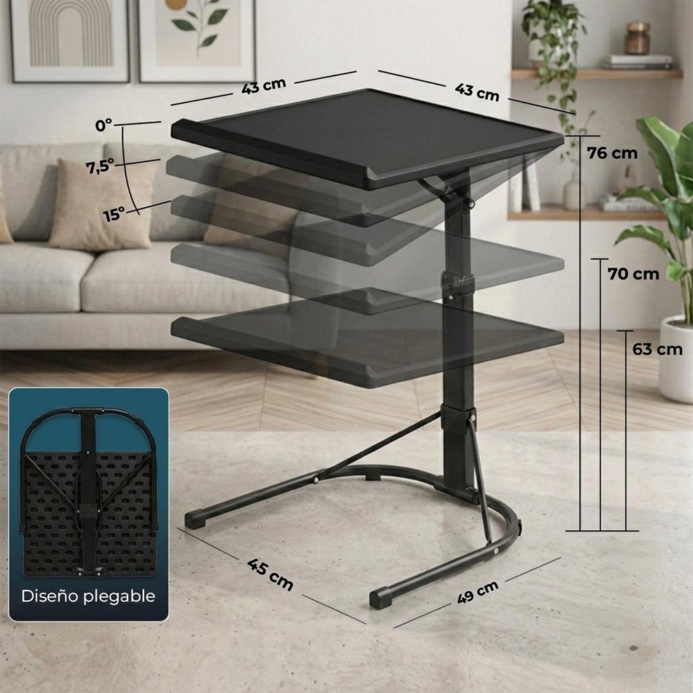 YOEVU - Mesa plegable auxiliar negra