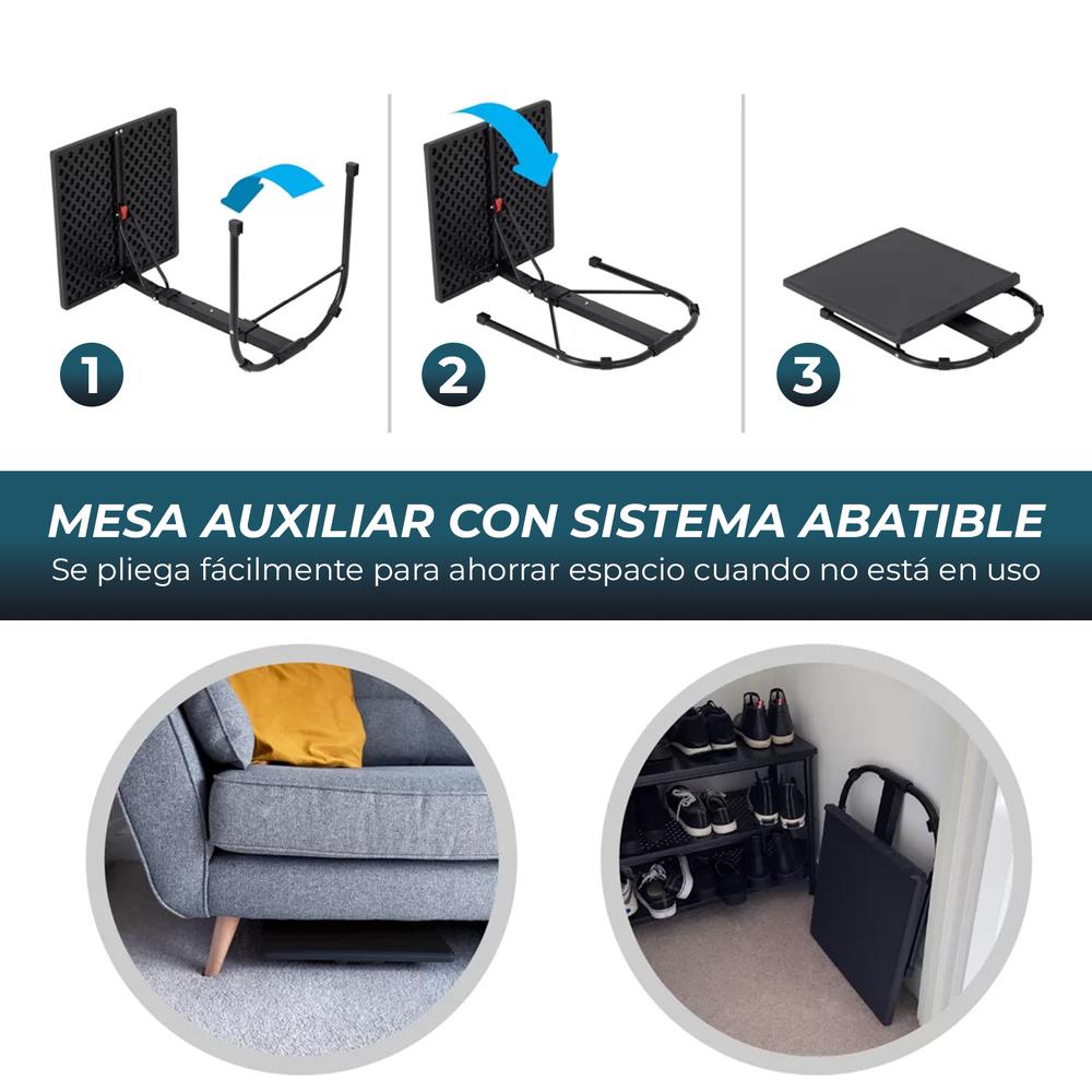 YOEVU - Mesa plegable auxiliar negra