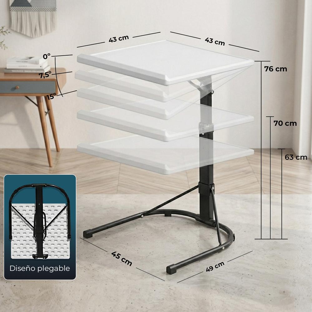 YOEVU - Mesa plegable auxiliar blanca