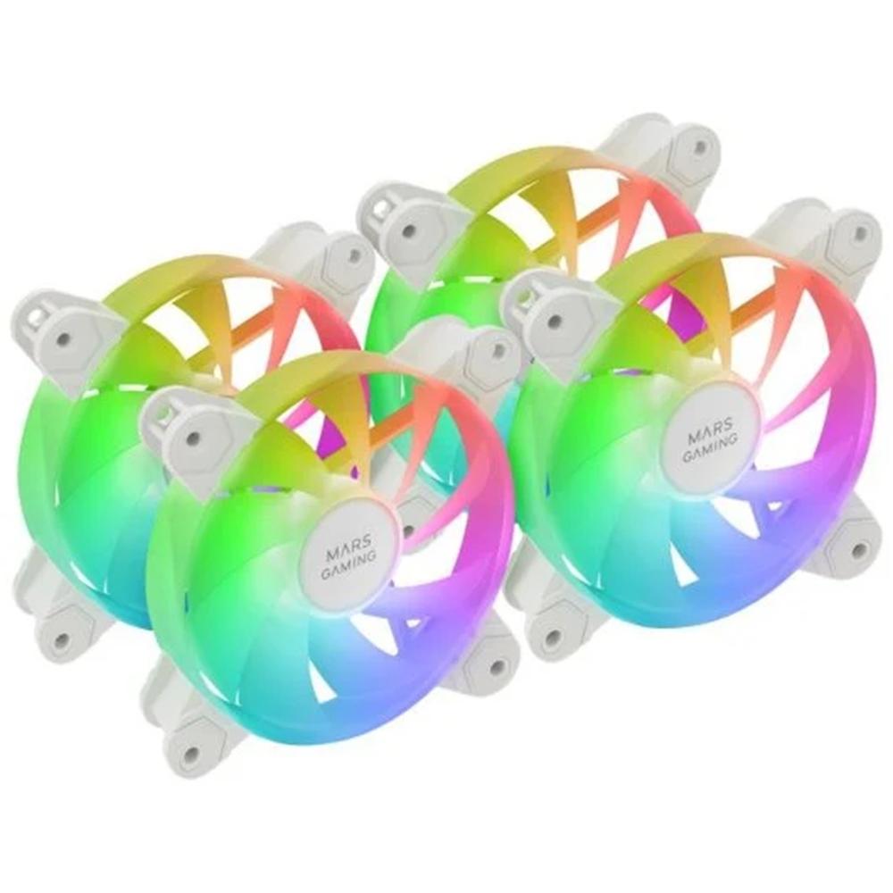 VENTILADOR CAJA MARS GAMING MF4A ARGB 4X 120MM BLANCO