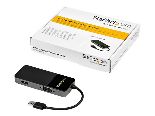 ADAPTADOR USB TIPO A A HDMI/VGA STARTECH/ MACHO-HEMBRA/ NEGRO/PLATA