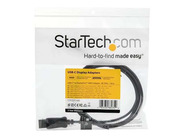 CABLE USB TIPO C A DISPLAYPORT STARTECH 1.8M/ MACHO-MACHO/ NEGRO