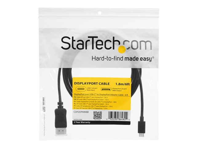 CABLE USB TIPO C A DISPLAYPORT 4K STARTECH 1.8M/ MACHO-MACHO/ NEGRO